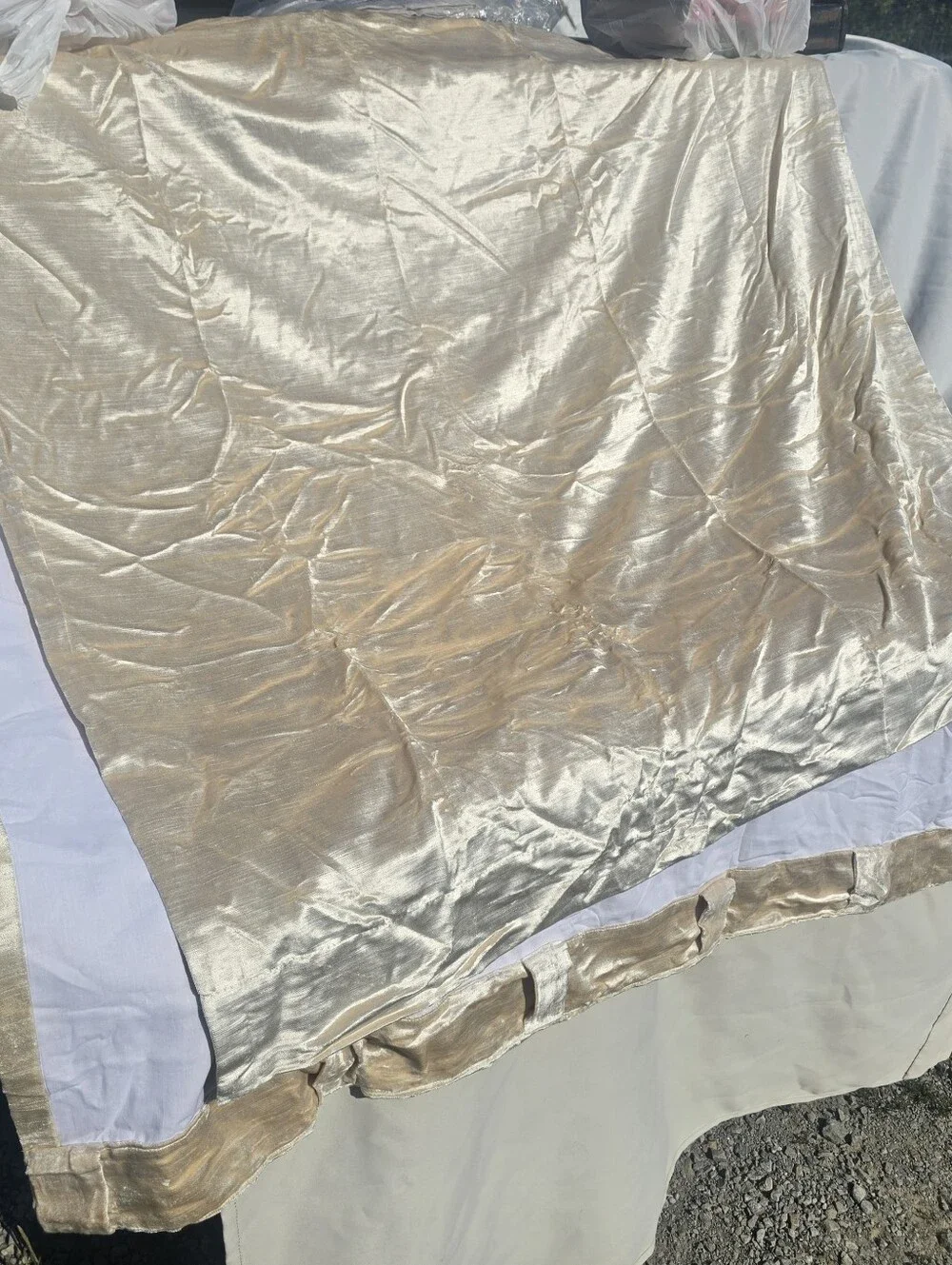 Quince 48x96 True Blackout Luster Velvet 1 Curtain Panel Champagne 48